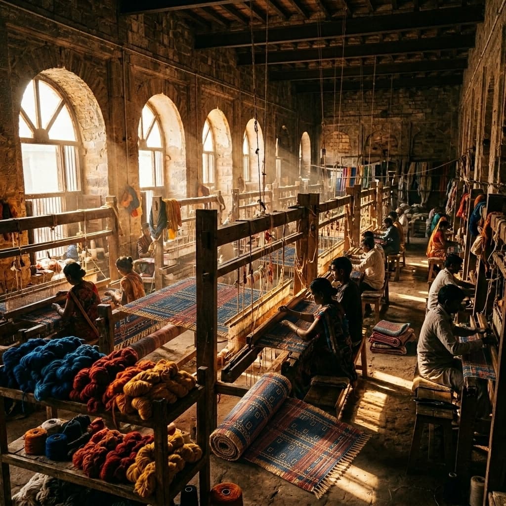 Inside a rug weaving workshop